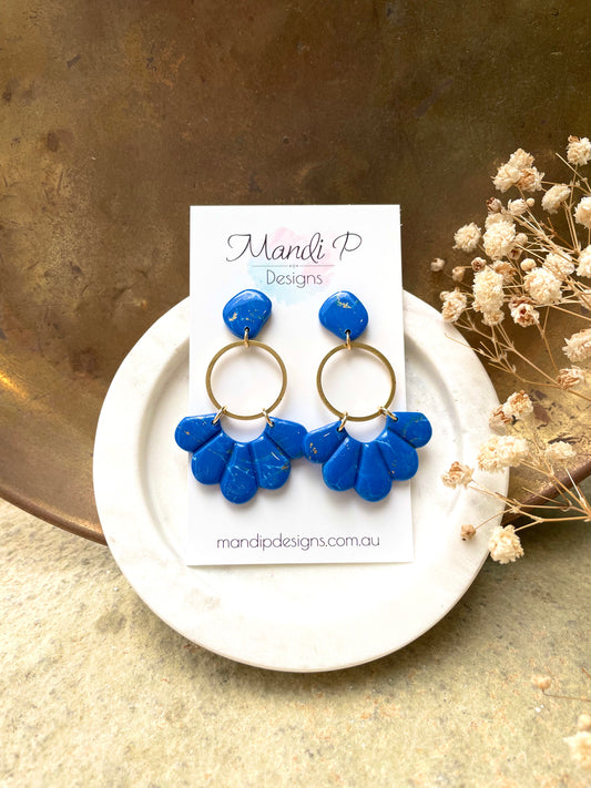 Blue lapis earrings with gold hardware