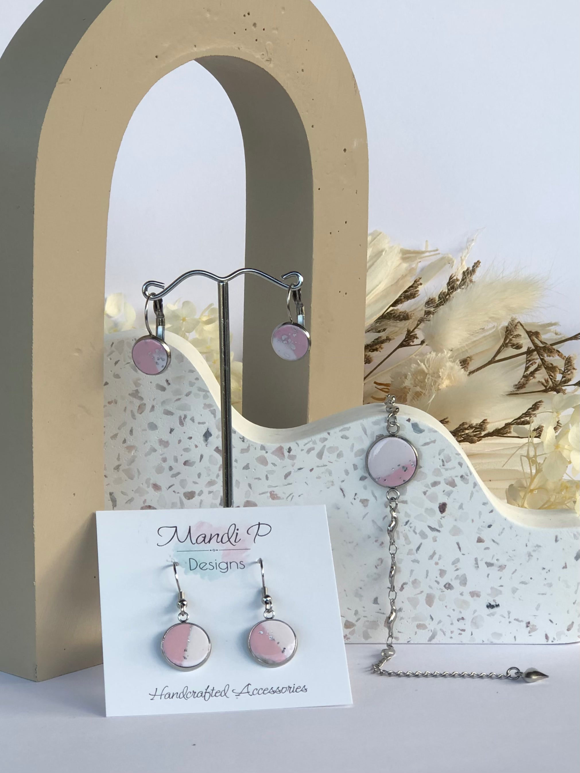 Cabochon Shepherd Hook | Pink & Silver