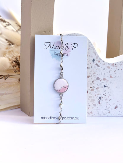 Cabochon Bracelet | Pink & Silver